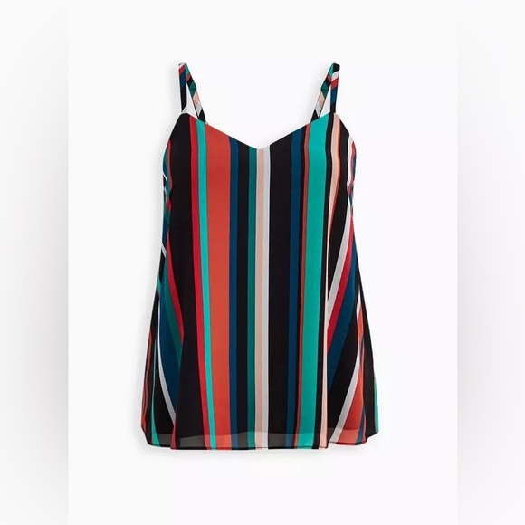 torrid Tops - TORRID Sophie Chiffon Multi Color Swing Striped Cami, Medium (Torrid Size 00)